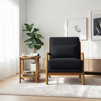 Chaises longues en bois Morden, fauteuils d'appoint avec coussin de dossier et de siège, un coussin