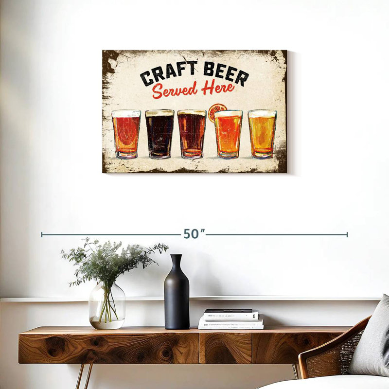 Plaque murale rétro «Craft Beer», H 20 po x l 30 po
