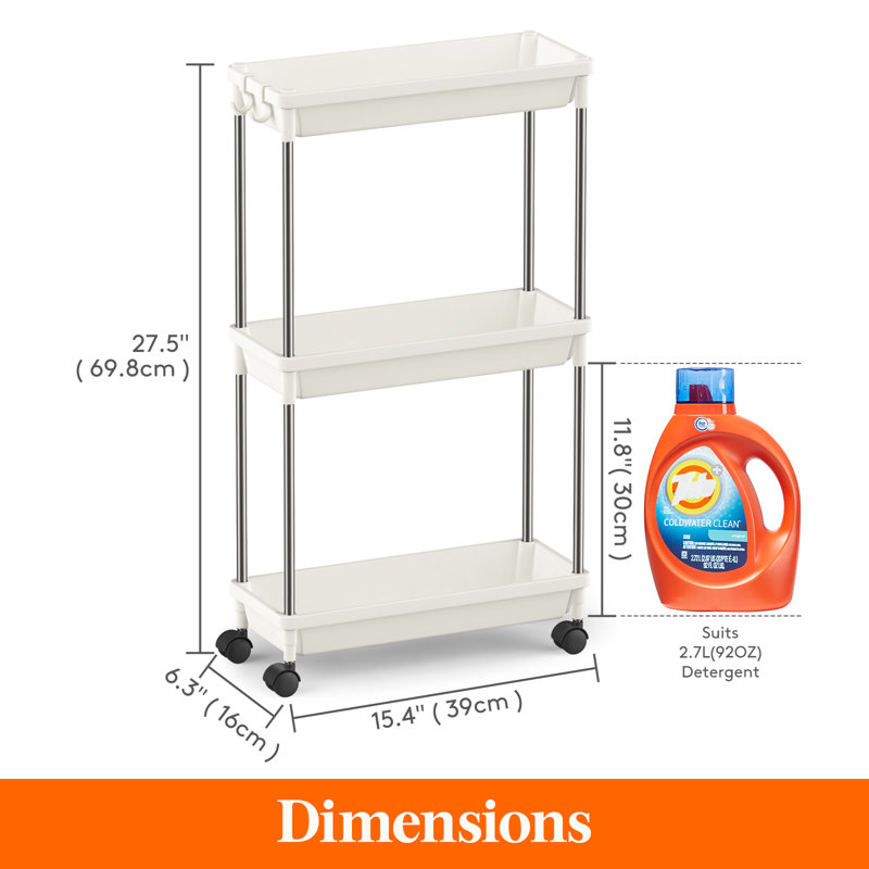 3.62cm H x 6.38cm W Book Cart, White