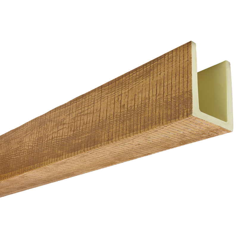 Rough Sawn Endurathane Faux Wood Beam Plank, Warm Caramel, 7.5" H x 7.5" W x 120" D