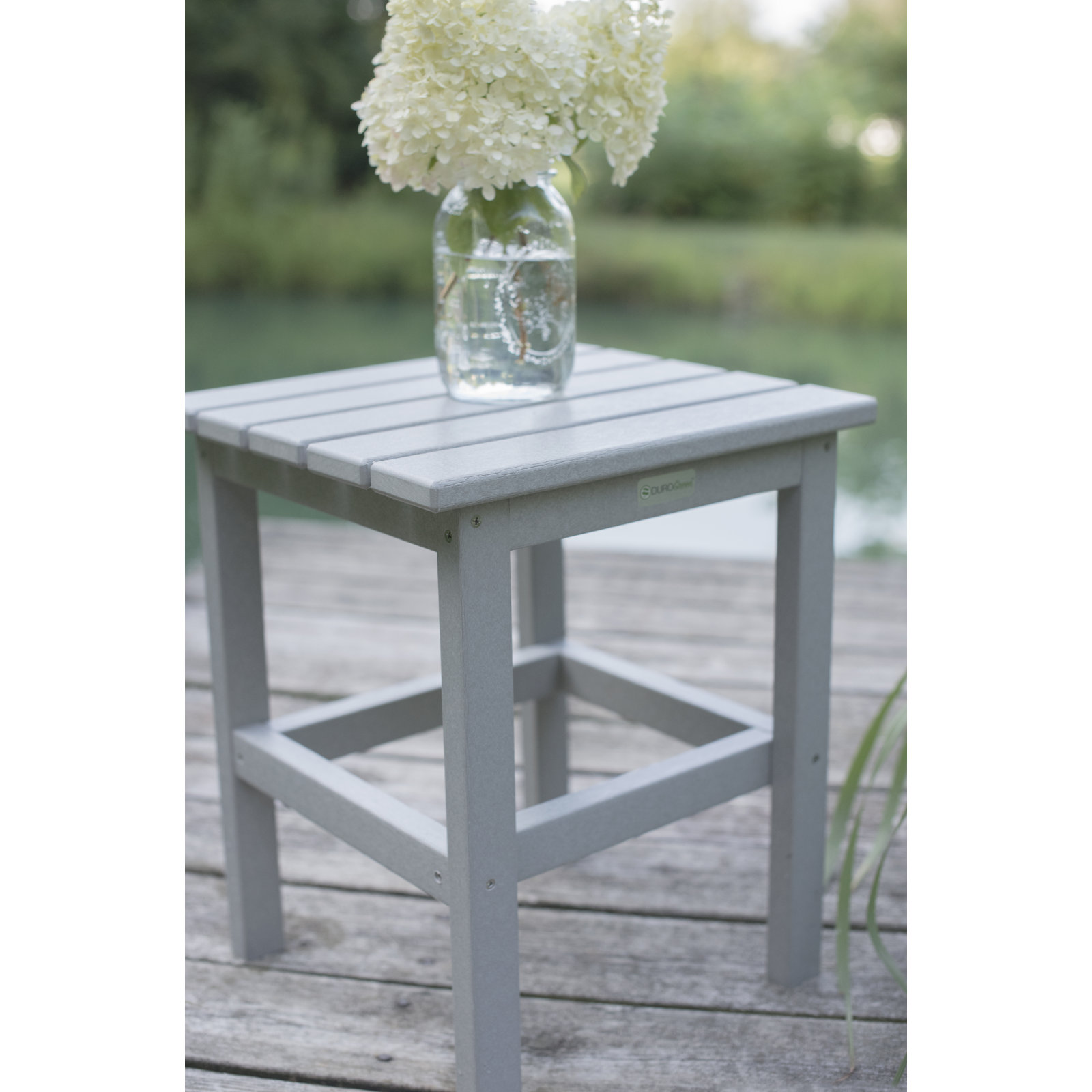 Leighton 15'' Outdoor Side Table, Light Gray