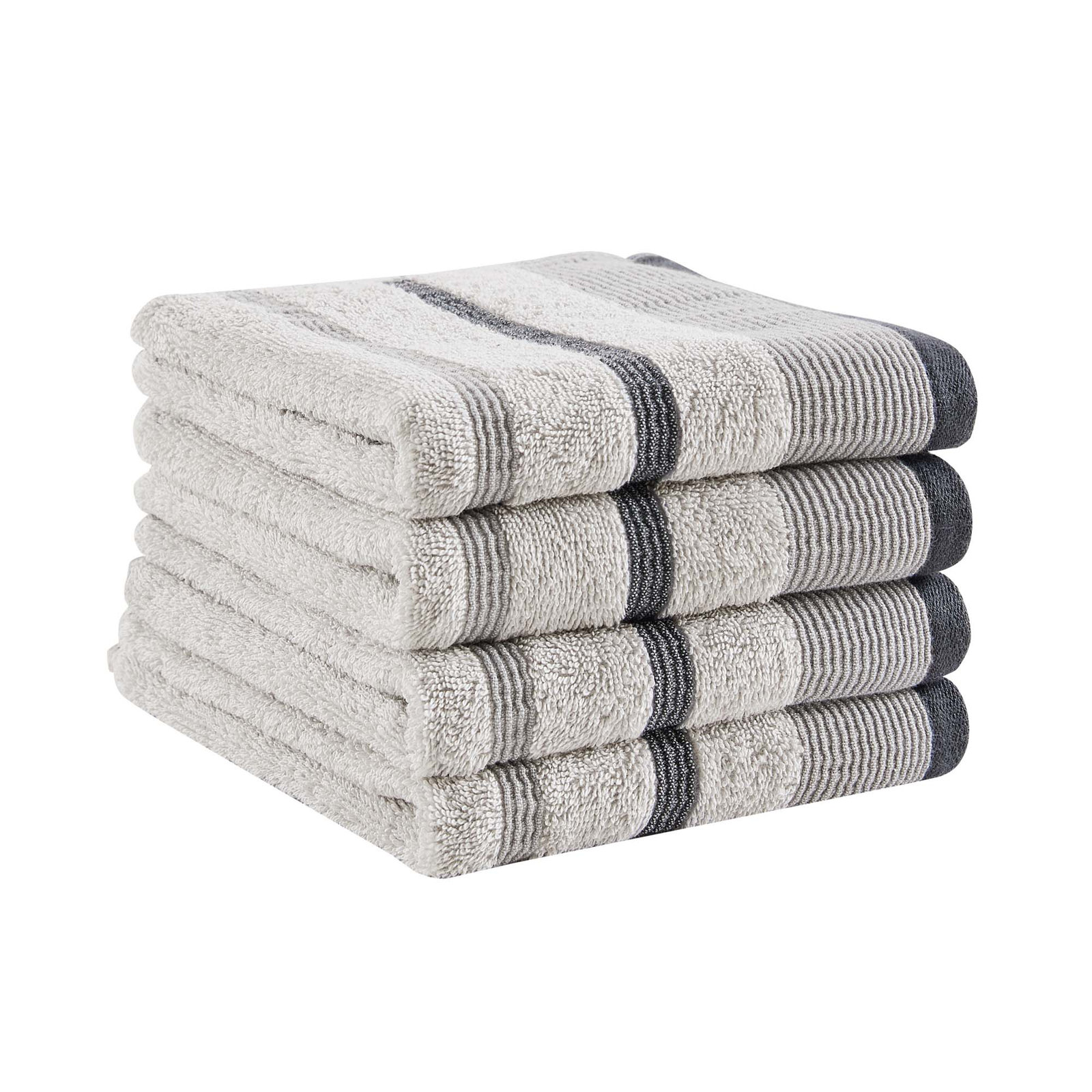 Deanthony Luxury Cotton Decorative, Light Gray/Mid Gray/Dark Gray, Hand Towels - 4 Pack