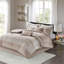 Ensemble d'édredon en jacquard chenille 7 pièces taupe