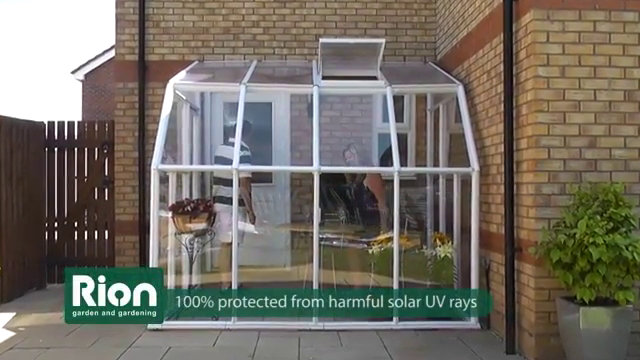 White Resin Frame Sunroom Greenhouse with Clear Acrylic Walls