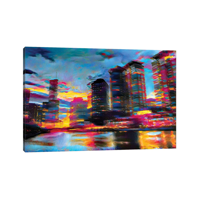 City Love 8694 by Heather Offord - Wrapped Canvas Painting