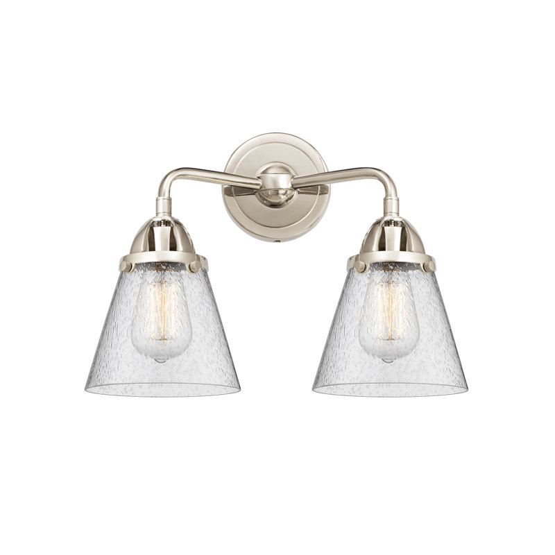 Éclairage pour meuble-lavabo à 2 cônes 6 po, 2 lumières et 14 po Shauna, Incandescente, Nickel poli