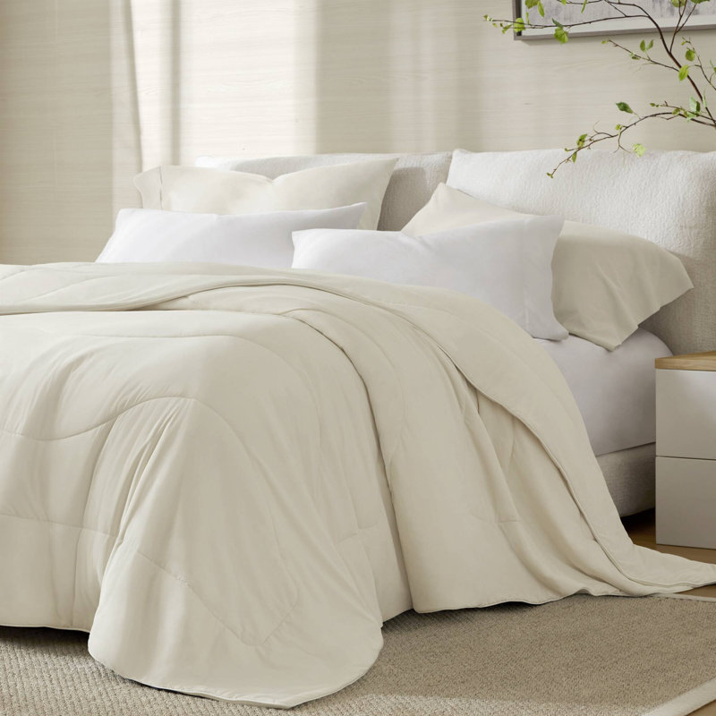 All Season Ivory Solid Reversible Full/Queen Comforter, Full/Queen Comforter, Ivory