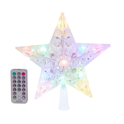 Kurt Adler 8.65-Inch 11-Light Dual Colour LED With Colour Effect Remote Control Star Tree Topper