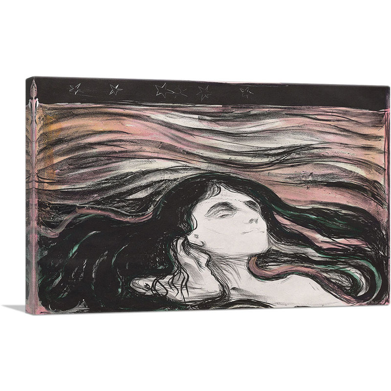 «Lovers in the Waves 1896» par Edvard Munch, reproduction d'art sur toile tendue, H 18 po x l 26 po x P 1,5 po