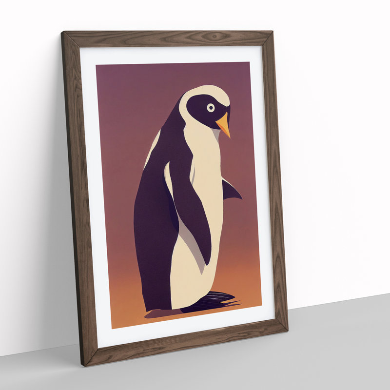Profile of a Penguin No.1 1 Piece Single Picture Frame Wall Art, 34cm H x 25cm W x 2cm D, Walnut Framed
