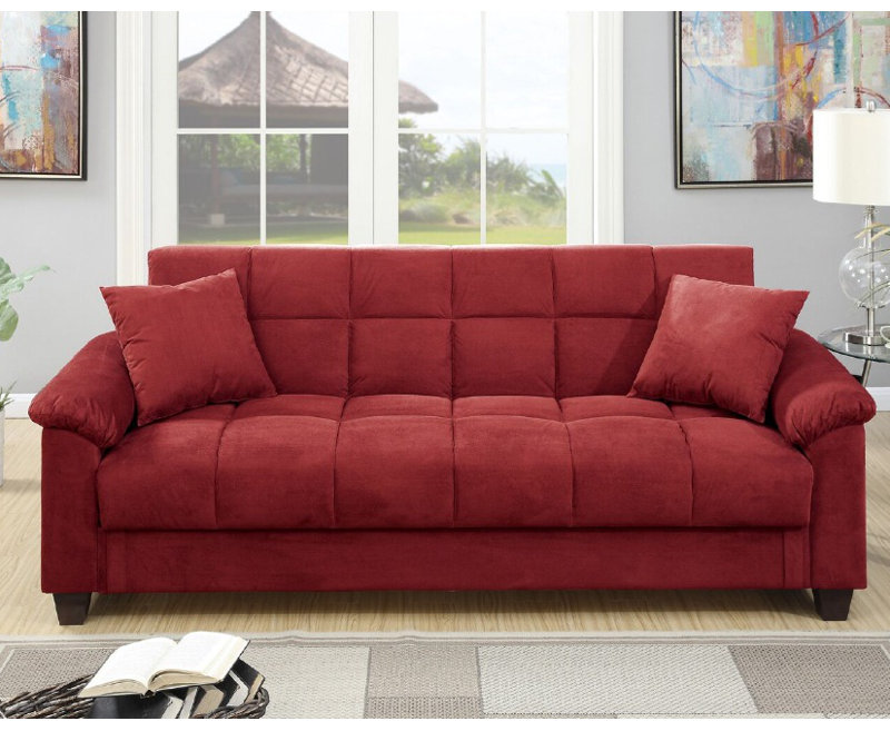 Amanie 84'' Upholstered Sleeper, Red