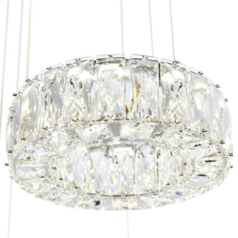 24-Inch 6-Ring Chandelier with Integrated LED, Chrome Finish – Modern Glam Ceiling Light Fixture for Living Room, Dining Room, Entryway