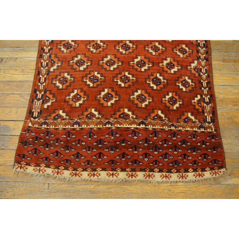 Antique Turkmen Turkmenistan Geometric Knotted Rug