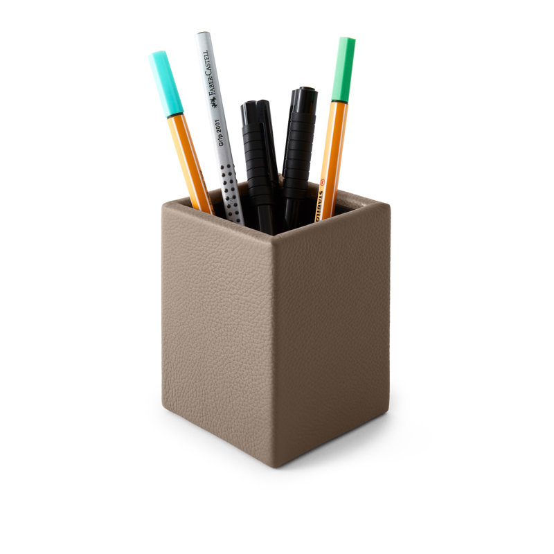 Mamane Leather Pen Holder, Taupe Grey