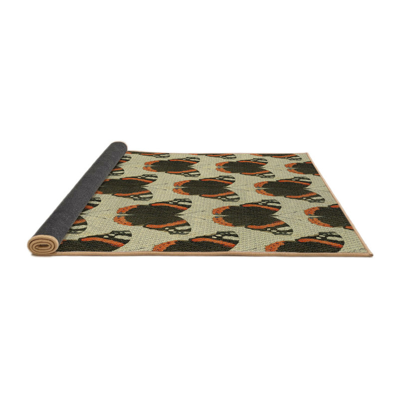 Tapis beige à motif beige/brun foncé, Rond 8 pi