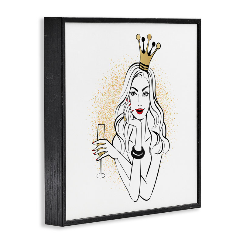 Princesse avec champagne noir, estampe numérique par Martina Pavlova