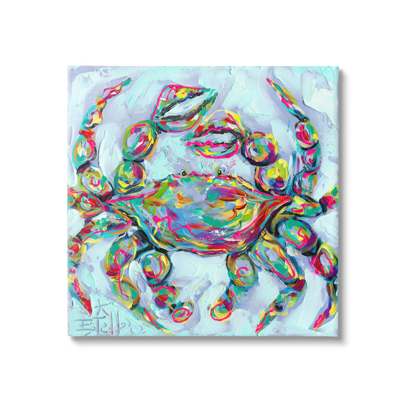 «Modern Crab Portrait on Canvas» par Estelle Grengs, reproduction, H 30 po x l 30 po x P 1,5 po
