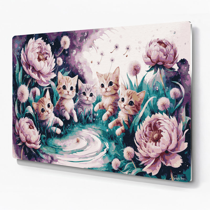 «Cats Toybob», art mural en métal beige, H 11 po x l 14 po