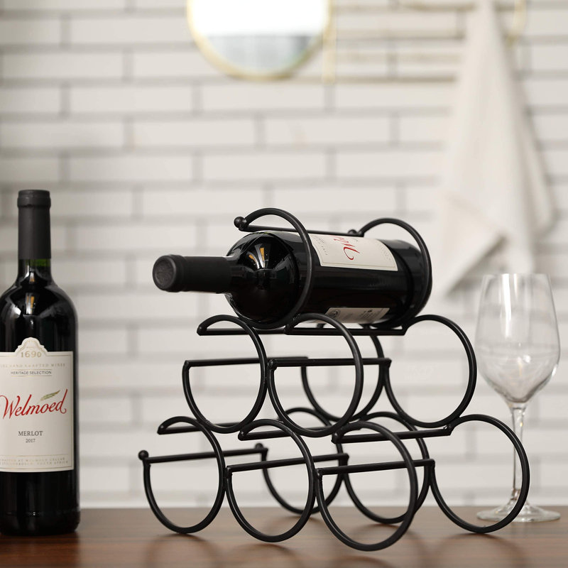 Rhineland 6 Bottle Wine Bottle Rack in Black