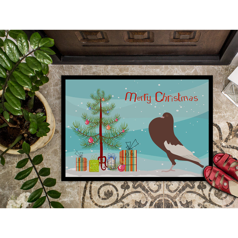 Tapis de noël pour l’extérieur antidérapant english pouter pigeon Gracie, Rectangle 1 pi 6 po x 2 pi 3 po