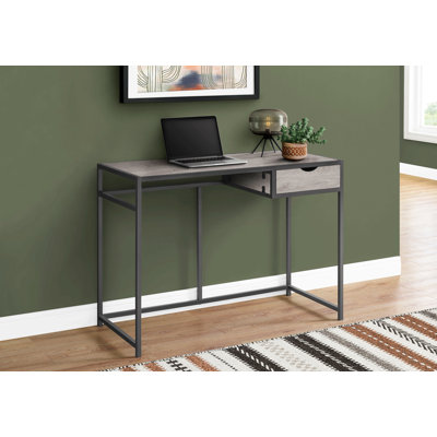 Bureau d'ordinateur, bureau personnel, ordinateur portable, tiroir de rangement, L 42 po, travail, stratifié, métal noir, contemporain, moderne
