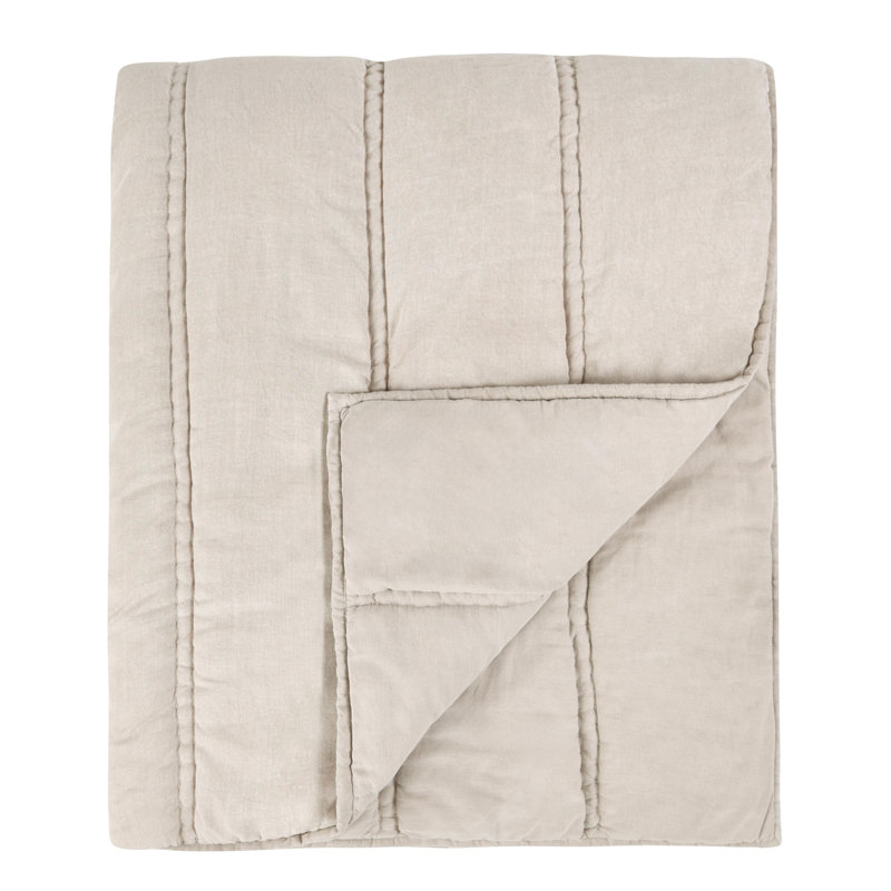 Rowen Sustainable Fabric Quilt, Queen Quilt, Beige