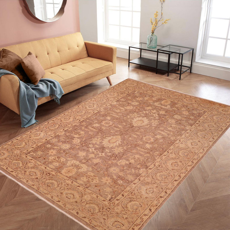 Tapis oriental brun en laine noué à la main 6 pi x 9 pi 5 po Baccio
