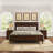 Mid-Century Modern Solid Wood Platform Bed with Cross-patterned Headboard-612561342-612561343