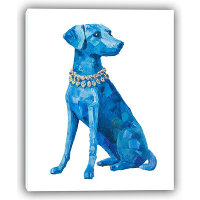 Royal Blue Dog Wrapped Canvas Wall Art