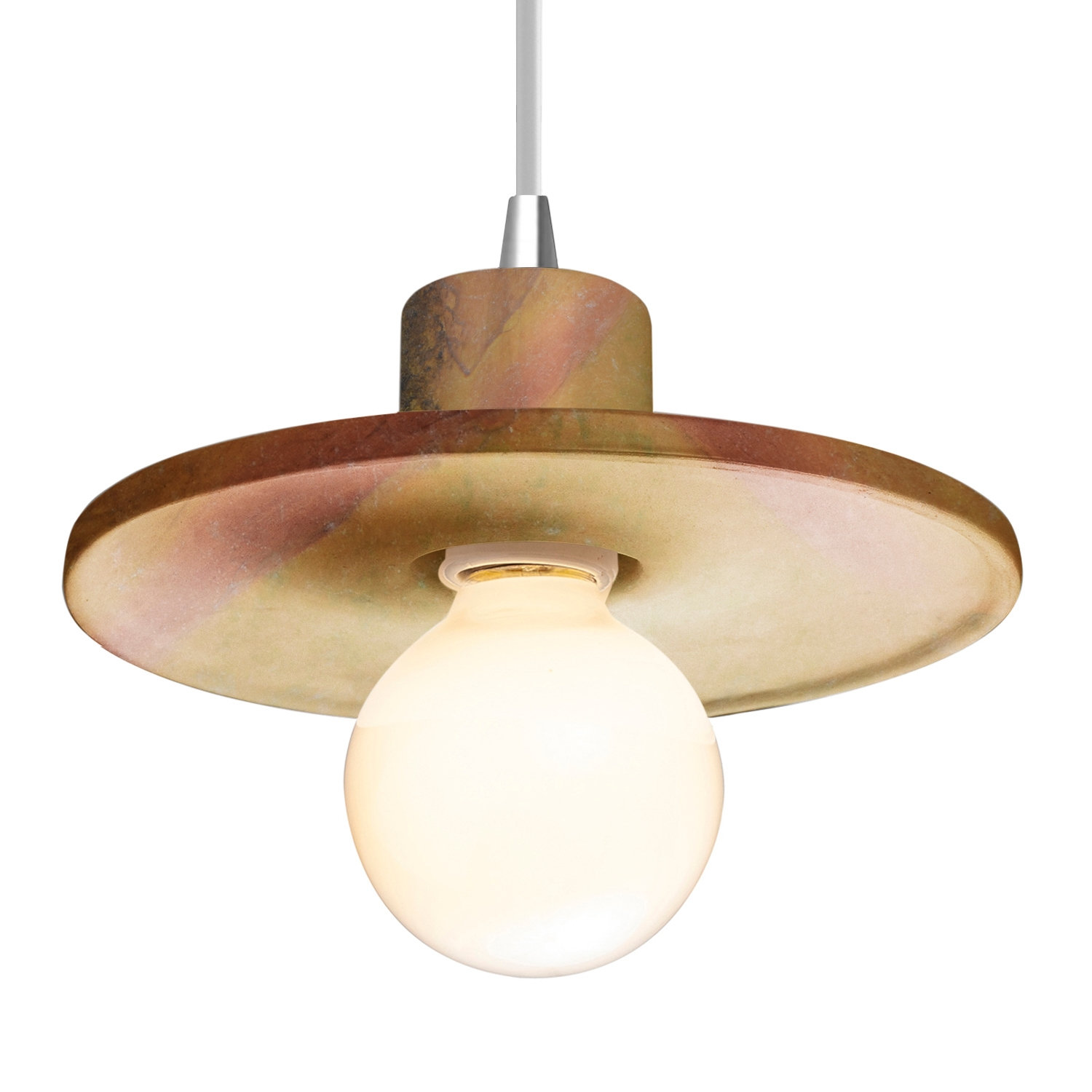 Leni Ceramic Dimmable Pendant, Harvest Yellow Slate, Polished Chrome