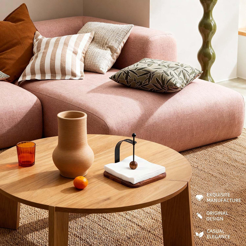 Porte-serviette de table en bois noyer noir pour table - Serviette de table carrée coupe-vent avec détails en métal, convient aux serviettes de 5 à 7 pouces
