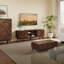 Theo Columbia engineered wood TV unit with splashback