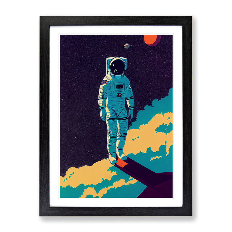 Astronaut In Space No.2 - Single Picture Frame Print, 64cm H x 46cm W x 2cm D, Black Framed