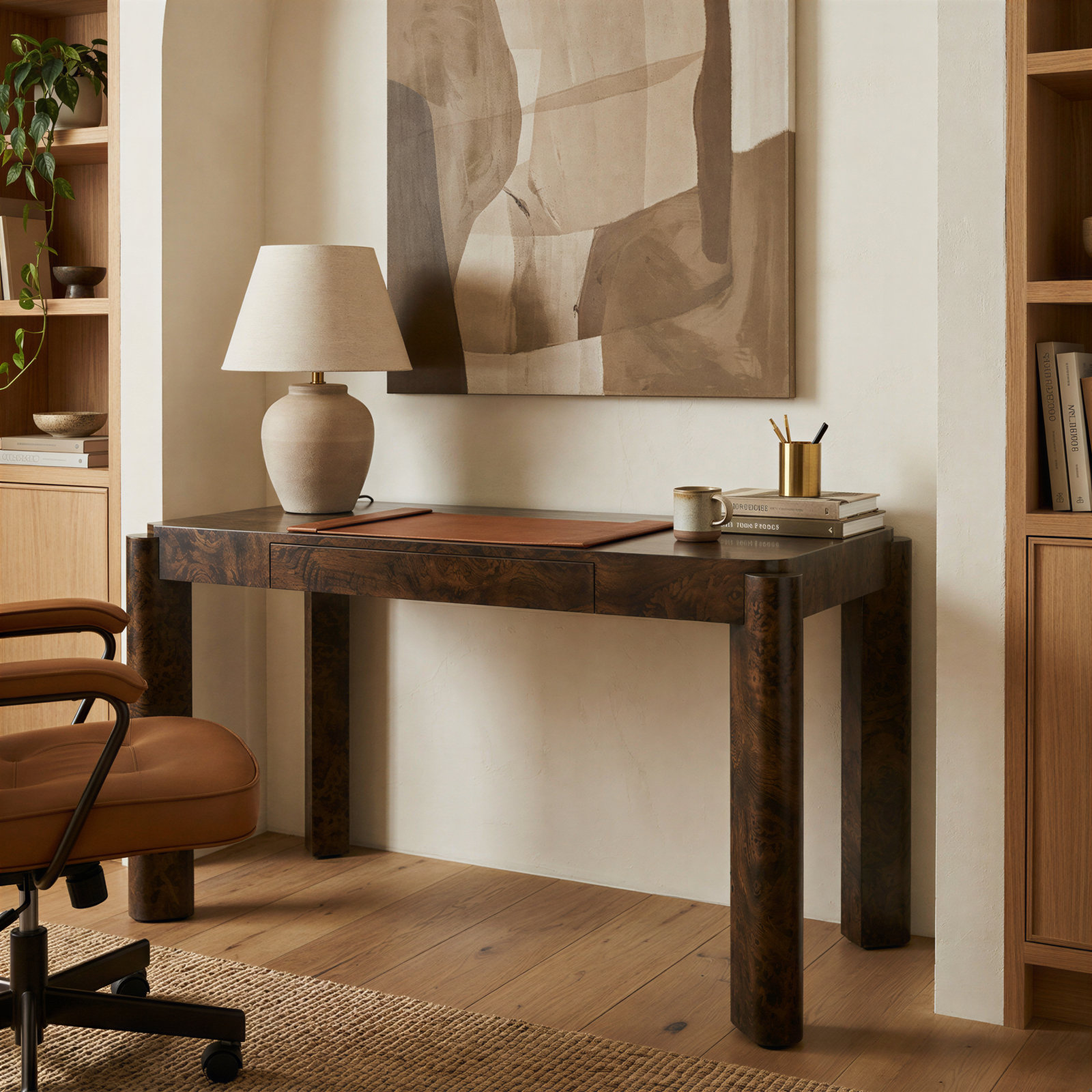Jakus Console Table, 29.5" H x 49.2" W x 25.6"D, Dark Burl