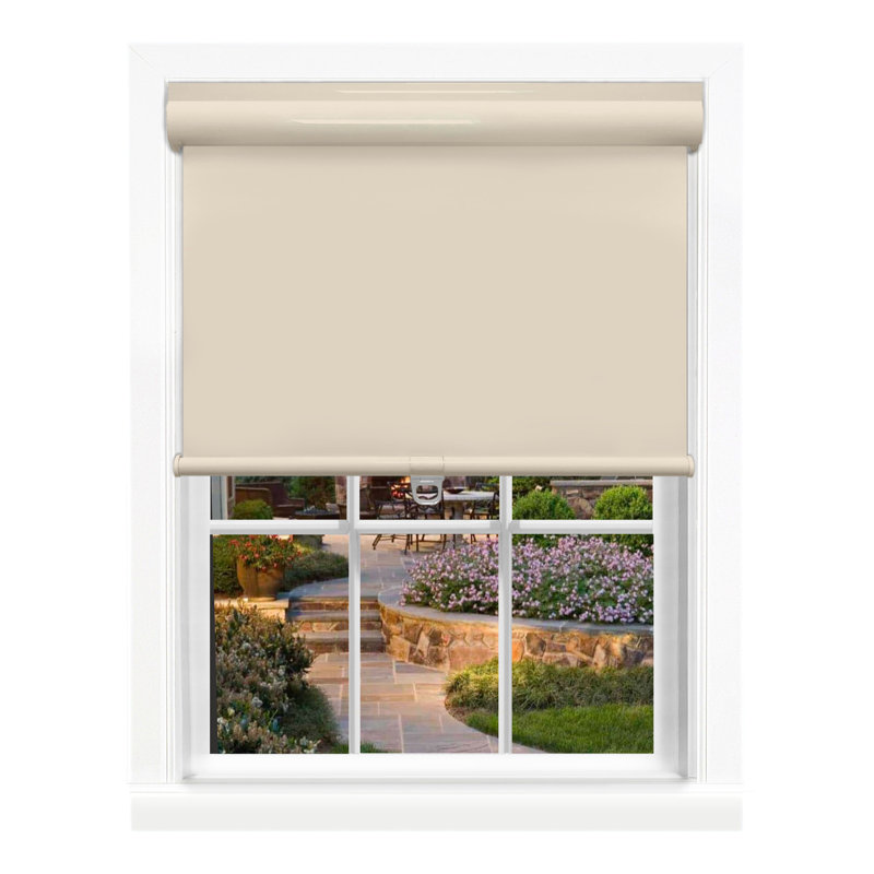 Rideau roulant occultant en vinyle sans cordon Glide n 'Go 72, L 27 po x L 72 po, Beige