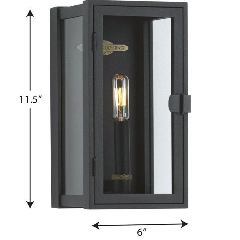 Lanterne murale d'extérieur à DEL intégrée Stature, Noir texturé, Une lumière, H 11,5 po x l 6 po x P 5,87 po
