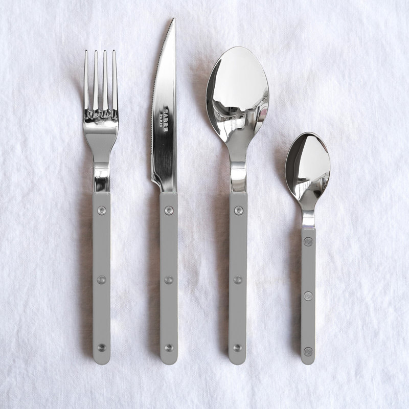 Bistrot Solid 4 - Piece Stainless Steel Flatware Set - Service for 1, Gray