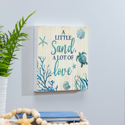 Décoration murale d'intérieur bleu côtier «A Little Sand», L 12 po x H 12 po