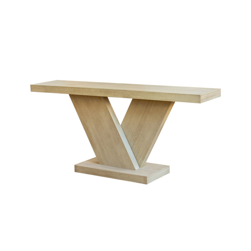 66" L Modern X-Leg Console Table With Solid Wood Veneer, Sturdy Entryway Hallway Table For Small Space, Mid-Century Narrow Sofa Table With Geometric Design & Wide Top