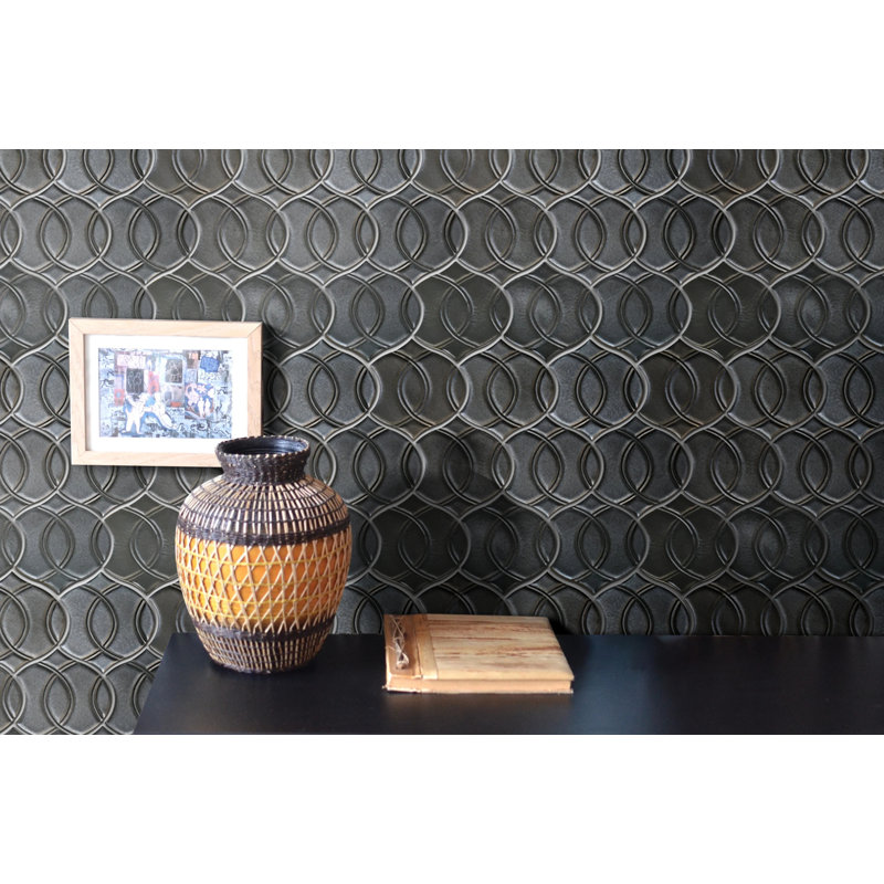 Carreau de mosaïque murale en porcelaine émaillée bronze fait à la main 14 po x 15 po (1,5 pi2 / pièce), Noir