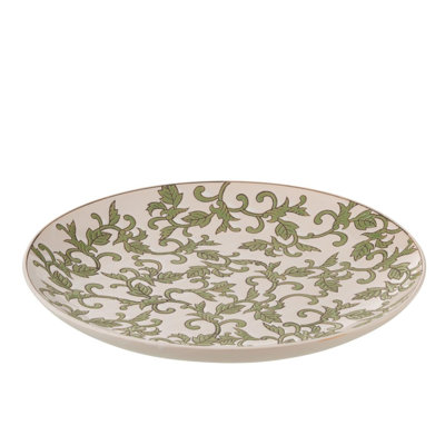 PLATE DECORATIVE YEZI PORCELAIN GREEN/WHITE