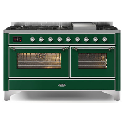 Cuisinière à deux brûleurs 60 pouces avec 9 brûleurs et plaque chauffante ILVE Majestic II Series