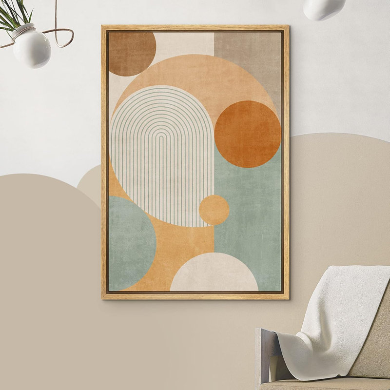 Style rétro Mid-Century Boho Polygon rétro collage abstrait géométrique formes d'art Boho, H 24 po x l 16 po, Naturel