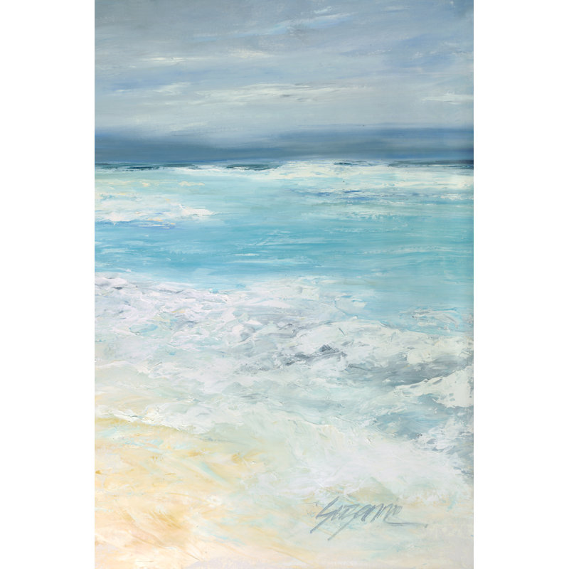 «Storm at Sea II», peinture sur toile, H 30 po x l 20 po, Non, Imprimé avec cadre blanc