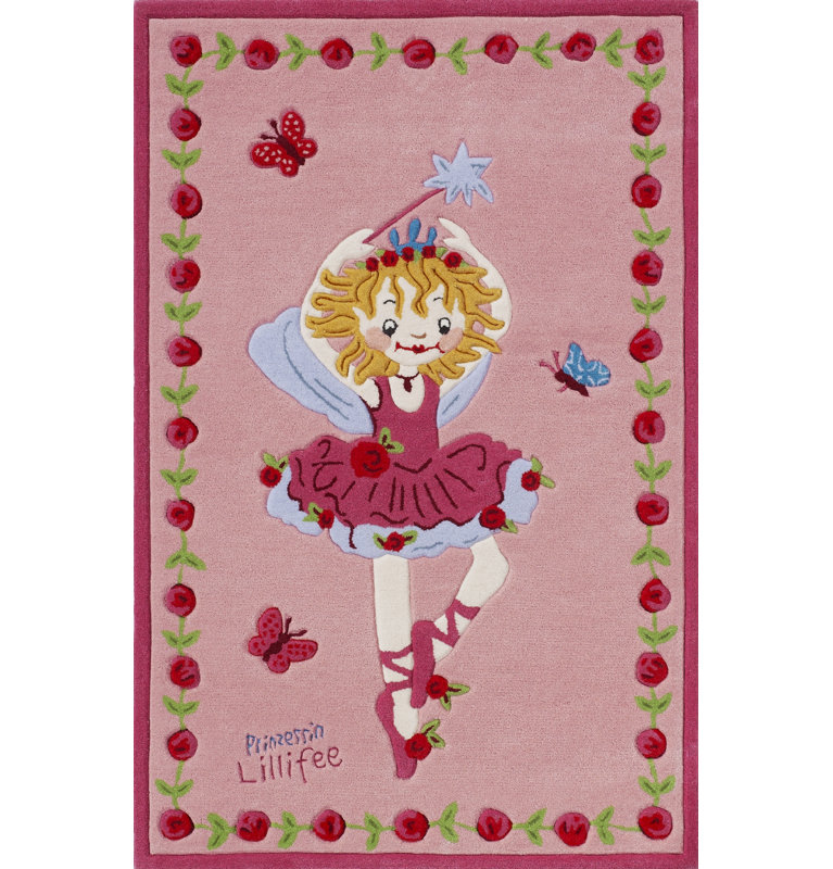 Princess Lillifee Tufted Pink Rug, Rectangle 110 x 170cm