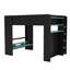 Lit superposé double en bois pleine grandeur avec bureau réglable, garde-robe, tiroirs, tablettes, port de chargement USB et éclairage à DEL RVB-1405056944