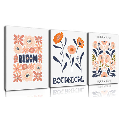 Ensemble de 3 impressions murales sur toile florales, peintures sur toile botaniques rustiques, salon, photos de fleurs rétro pour salle à manger, couloir, chambre à coucher, décoration murale 12 po x 16 po