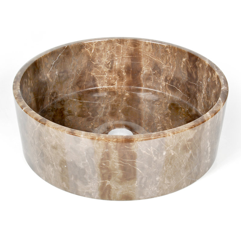 Lavabo de salle de bain vasque circulaire en pierre, Marbre Emperadore foncé