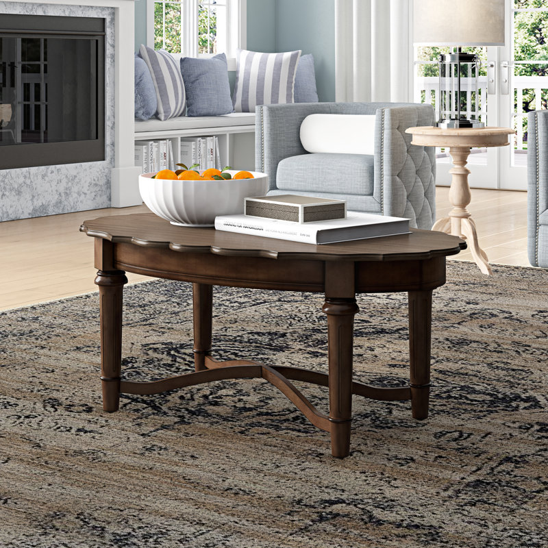 Kiley Cross Legs Coffee Table, Brown