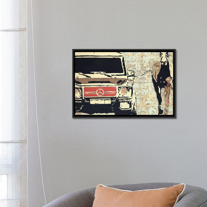 « off to the courses », impression sur toile tendue, H 18 po x l 26 po x P 1,5 po, Toile avec cadre noir, Pas de tapis